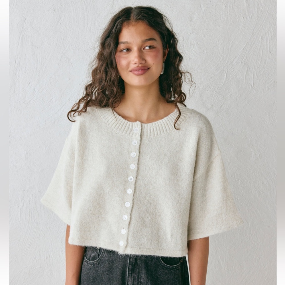 NWOT VRG GRL Hailey Knit Cardigan in Oyster / Size XS